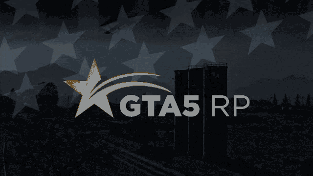 a logo for a company called gta5 rp with stars in the background