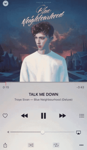 troye sivan 's blue neighbourhood album is being played on a phone