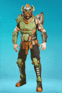 a video game character with a beard and horns