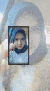 a picture of a woman in a hijab is surrounded by a collage of images