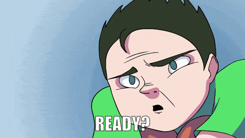 a cartoon of a boy with the words " ready " on the bottom