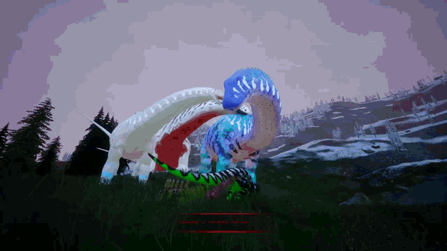 a screenshot of a video game shows a snake and a dinosaur