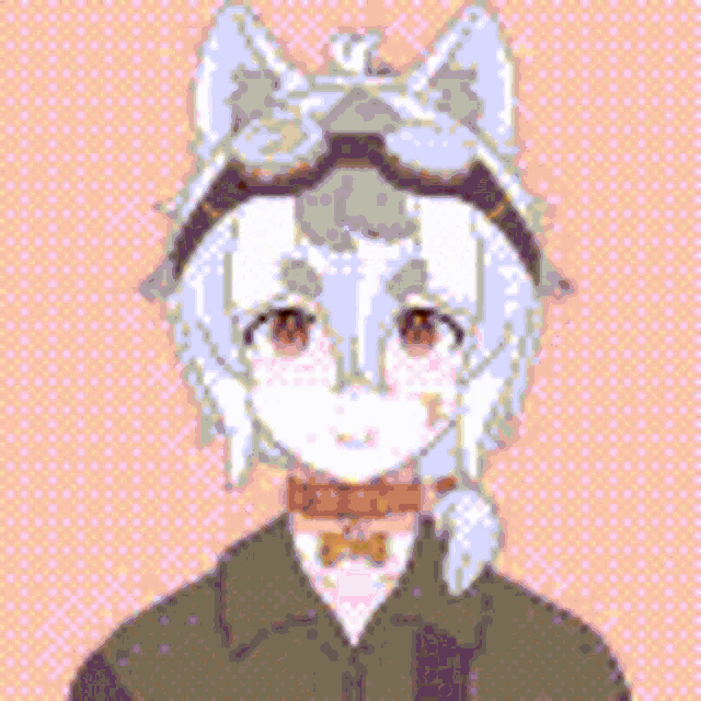 a pixelated image of a person with cat ears on