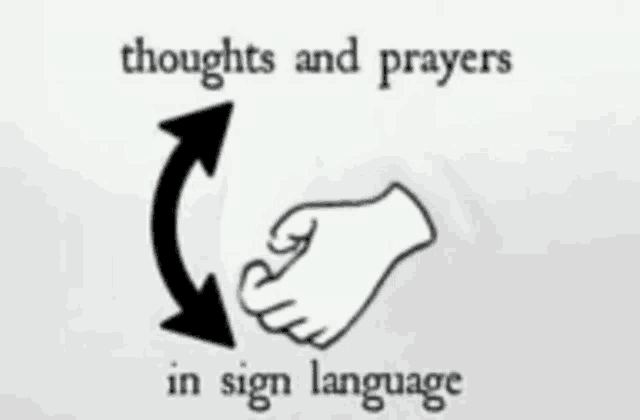 a sign language sign that says thoughts and prayers in sign language on it