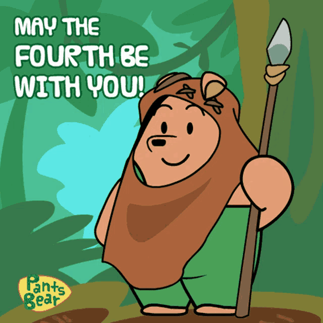 a cartoon of ewok with the words may the fourth be with you on the bottom