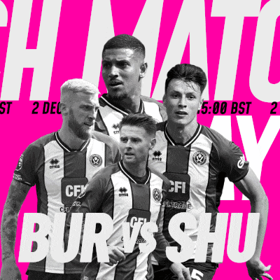 a group of soccer players standing next to each other on a pink background with the words bur vs shu