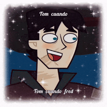 a cartoon drawing of a man with the words tom cuando tom cuando fred