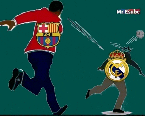 a cartoon of a man wearing a red fcb sweatshirt
