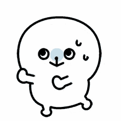 a cartoon drawing of a seal with a blue eye and a heart on its chest .
