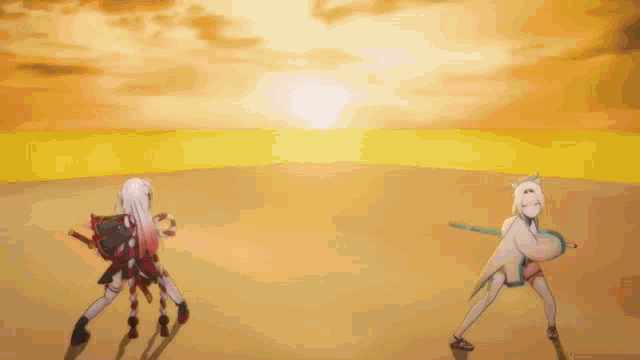Nakiri Ayame Kazama Iroha GIF - Nakiri Ayame Kazama Iroha Sword Fight GIFs