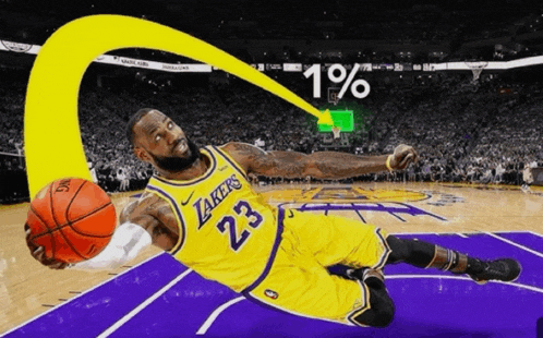 a basketball player wearing a lakers jersey is laying on the court