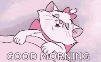 marie from the aristocats is laying down with her eyes closed and a pink bow on her head .