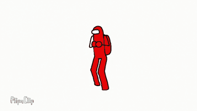 a cartoon of a red among us character with a backpack