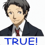a man in a suit and tie is standing next to a sign that says true