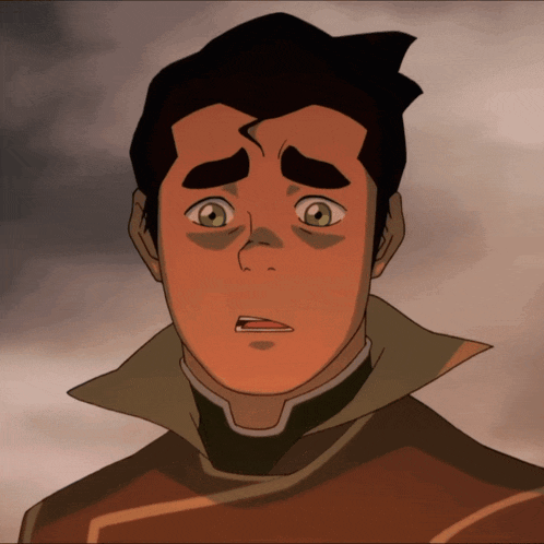 a close up of a cartoon character making a surprised face