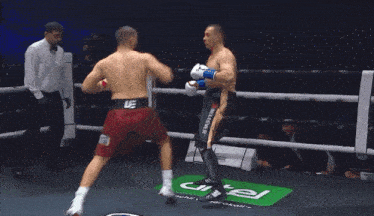 a man in a boxing ring with a belt that says le