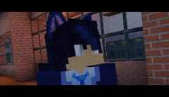 a minecraft character is standing in front of a brick building