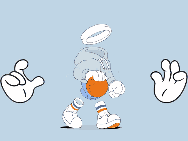 a cartoon character is holding a radio and giving a rock and roll sign