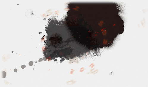 a painting of a black and white background with red spots on it