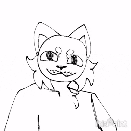 a black and white drawing of a monster with ibis paint written on the bottom right corner