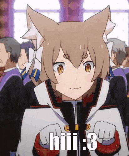a cartoon character with a cat 's ears and the number 3 on her chest