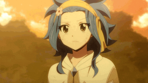 a girl with blue hair and a flower on her head