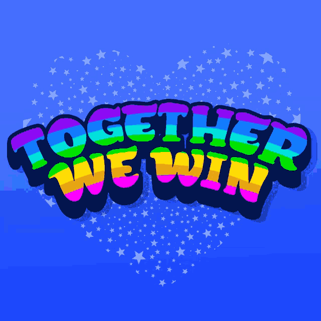 a blue background with the words together we win on it