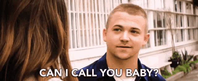 a man is talking to a woman and asking her can i call you baby .