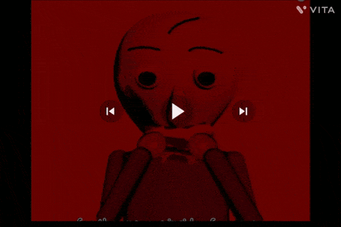 a cartoon character with a red background and vita written on the bottom