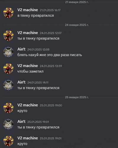 a screenshot of a conversation between v2 machine and a cat