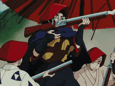 a cartoon drawing of a man holding a rifle