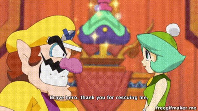 a cartoon of a man and a girl with the words brave hero thank you for rescuing me on the bottom