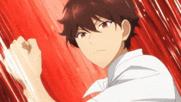 a cartoon character with a white shirt and brown hair