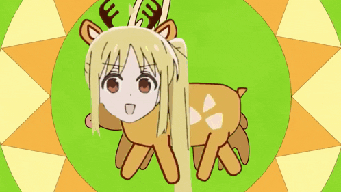 a cartoon drawing of a girl dressed as a deer with antlers