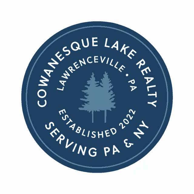 a logo for cowanesque lake realty in lawrenceville pa and ny