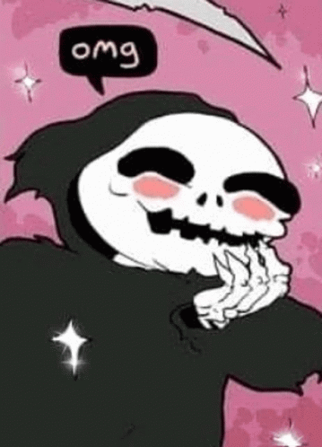 Omg Reaper Skull Goth Cute Scythe Death Bashful Blushing GIF - Omg Reaper Skull Goth Cute Scythe Death Bashful Blushing GIFs