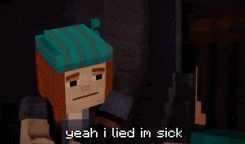 a minecraft character says yeah i lied in sick next to a pig