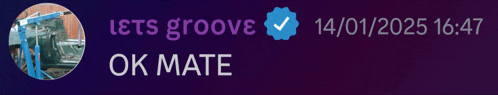a purple background with the words lets groove ok mate on it