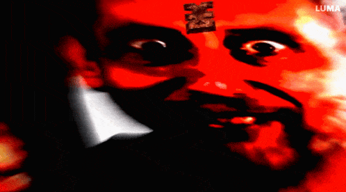 a close up of a man 's face with the word luma in the lower right corner