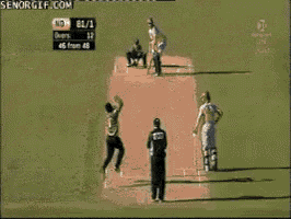 a cricket game is being played on a field and the scoreboard shows the score of 6/1