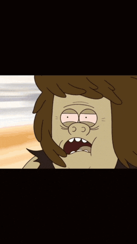 a cartoon of a man with a beard covering his mouth with his hand