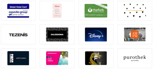 a display of various gift cards including one for disney plus