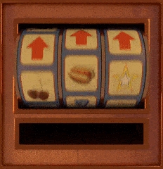 a slot machine with arrows pointing up and down and a star