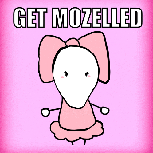 a drawing of a girl with a pink bow and the words get mozelled above her