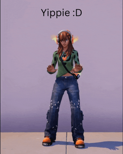 a girl wearing headphones and a green shirt with the name yippie:d