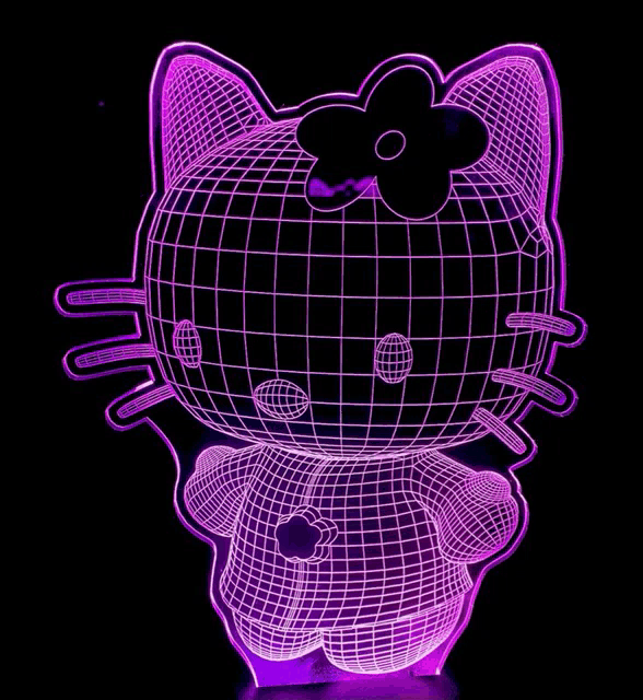 a 3d rendering of hello kitty with a flower in her hair