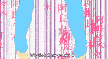why the hell are you here written in pink on a purple and white background