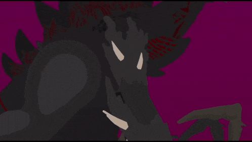 a cartoon of a monster with a purple background is being attacked by another monster .