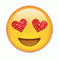 a yellow emoji with red hearts in its eyes and a smile .