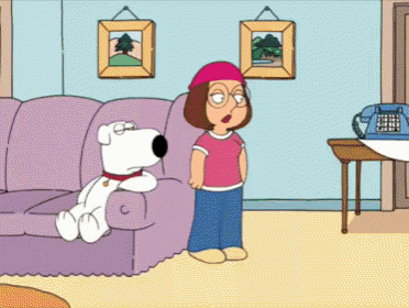 a cartoon of a girl standing next to a dog